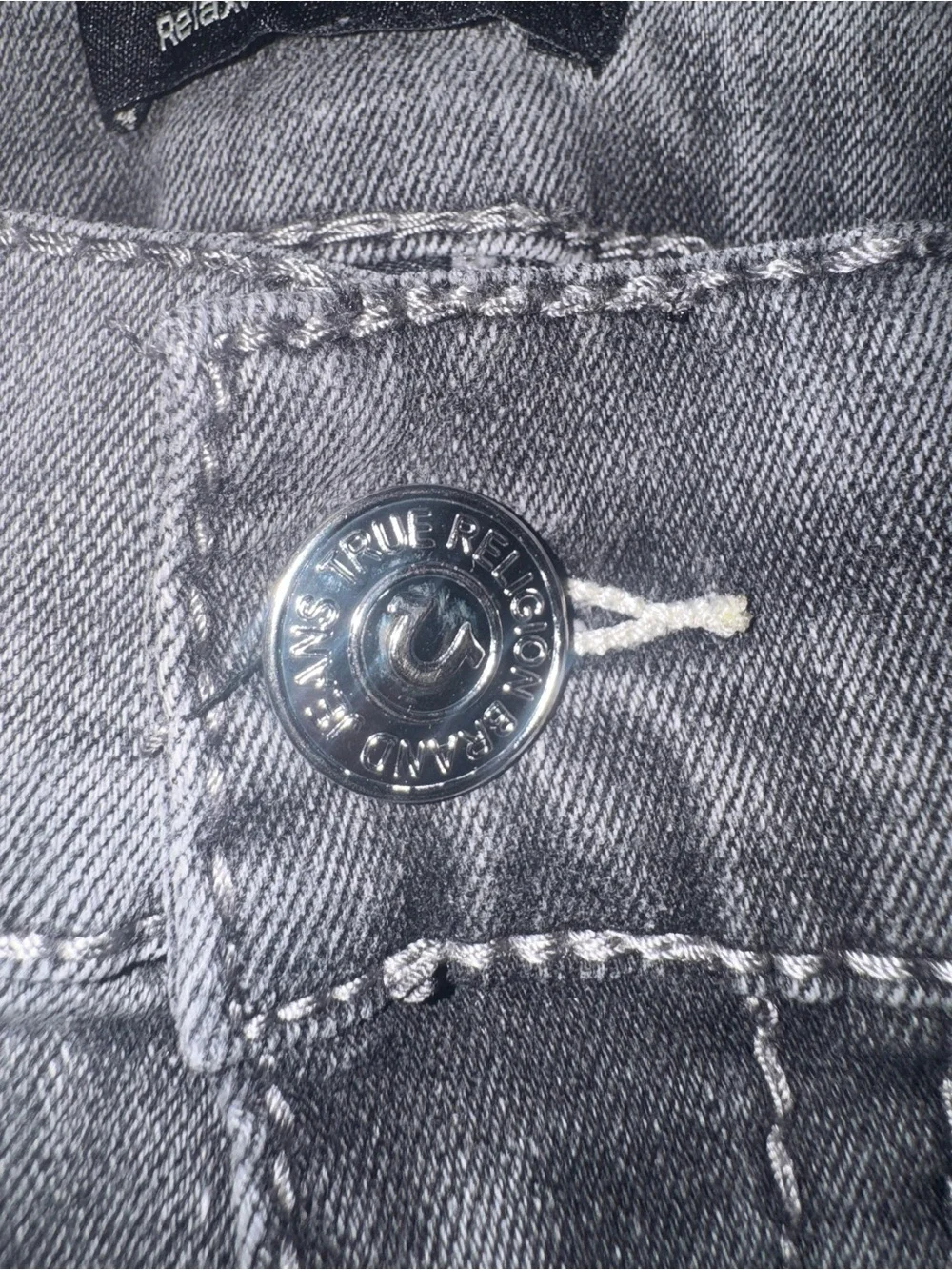 True Religion Ricky Jeans Mens 34 Gray Relaxed Straight Stretch Denim Y2K